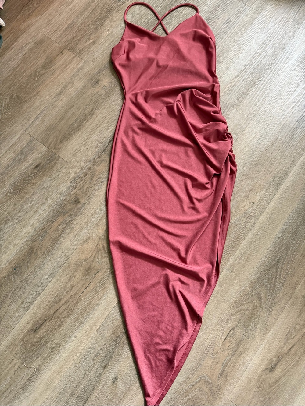 Windsor Rose-Mauve Asymmetrical Ruched Slip Dress